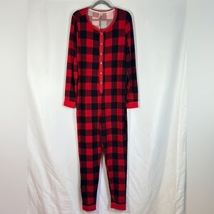 Lucky Brand Red & Black Plaid Onesie Pajamas